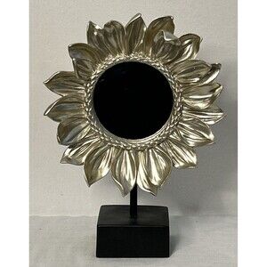 Metal Sun Flower Vanity Mirror Gold Tone 3" Garden Party Bohemian